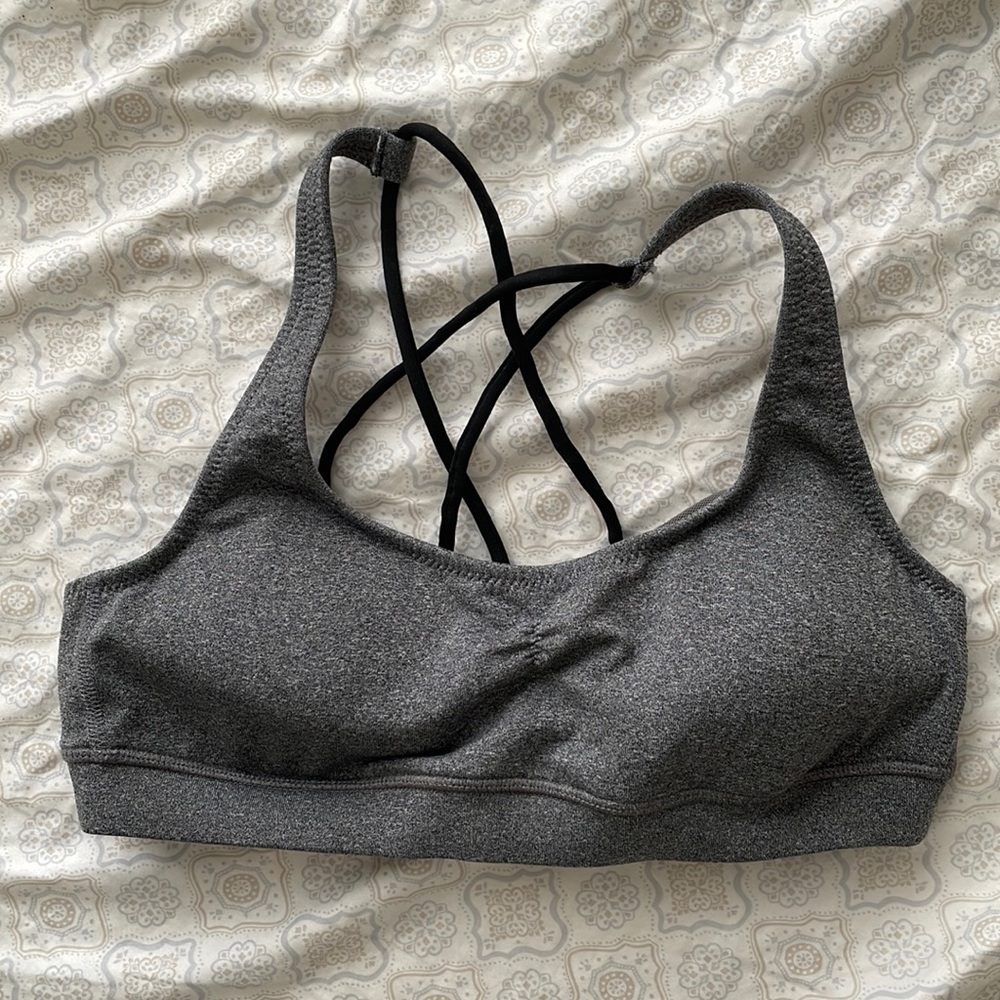 Aerie, grey padded crossback sports bra, M.